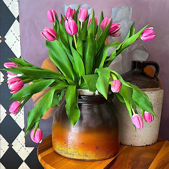 Antique Stoneware Crock Vase | Rustic Ombré Glaze | Primitive American Pottery - Picture 17 of 17